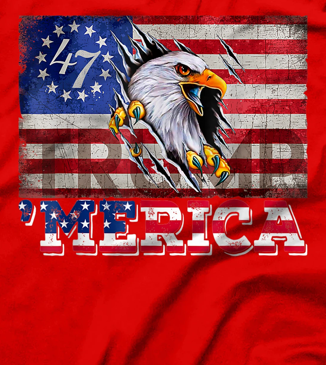 Womens Donald Trump 2024 Merica Eagle 4th of July American Flag USA T-Shirt