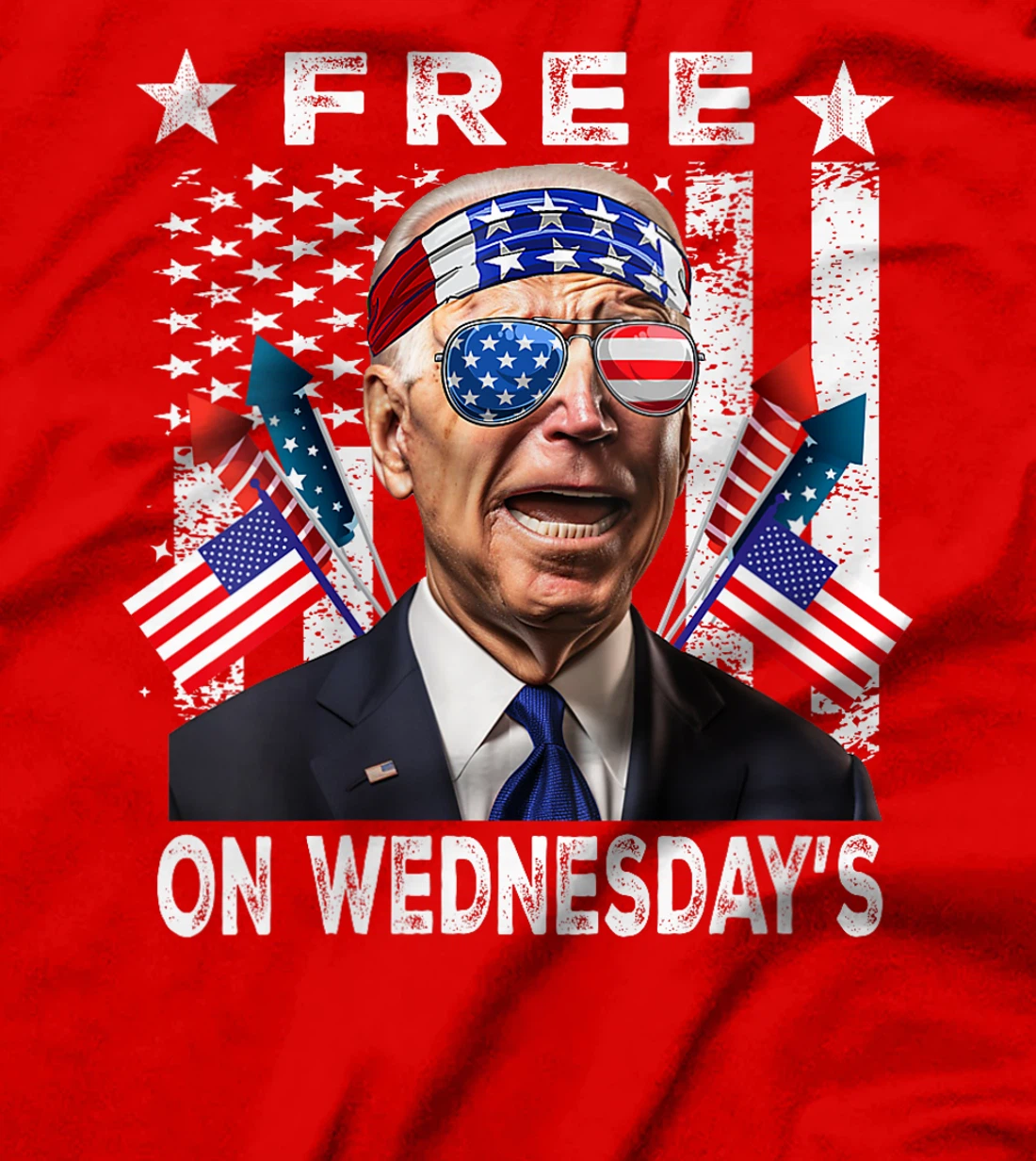 Womens Free On Wednesday's American Flag Anti Trump T-Shirt