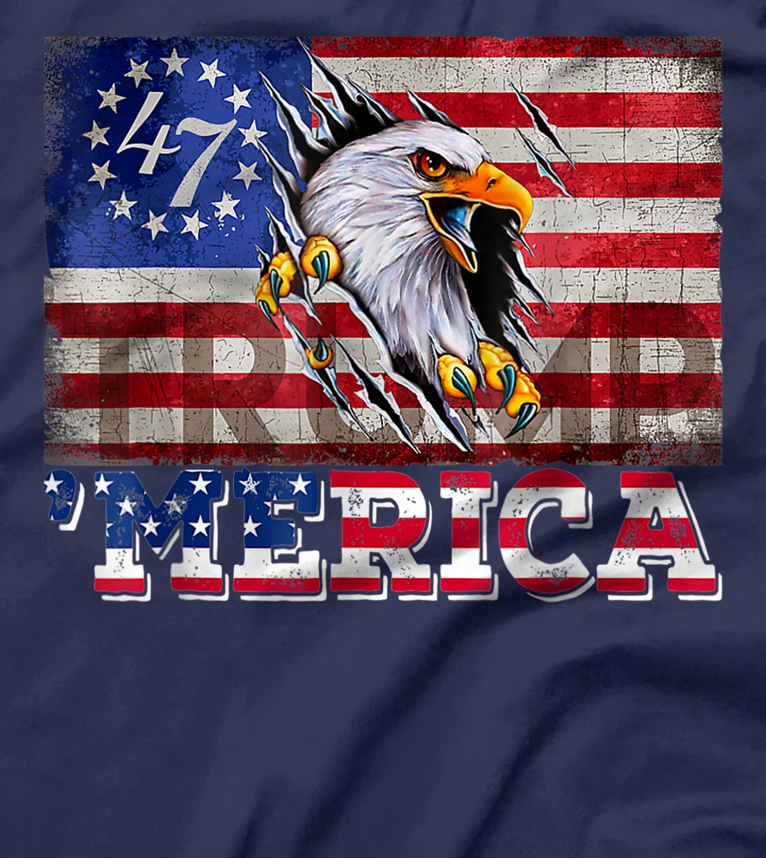 Womens Donald Trump 2024 Merica Eagle 4th of July American Flag USA T-Shirt