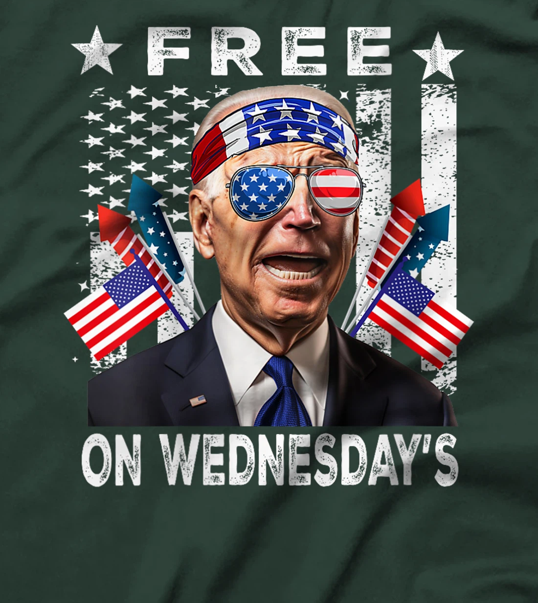 Womens Free On Wednesday's American Flag Anti Trump T-Shirt