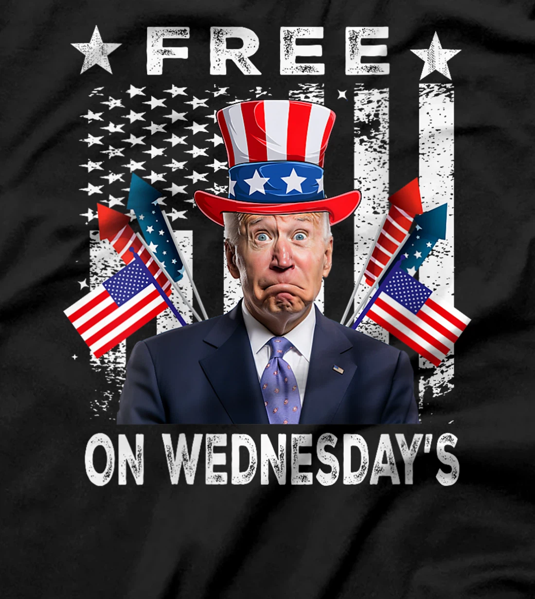 Womens Free On Wednesdays American Flag Anti Trump T-Shirt