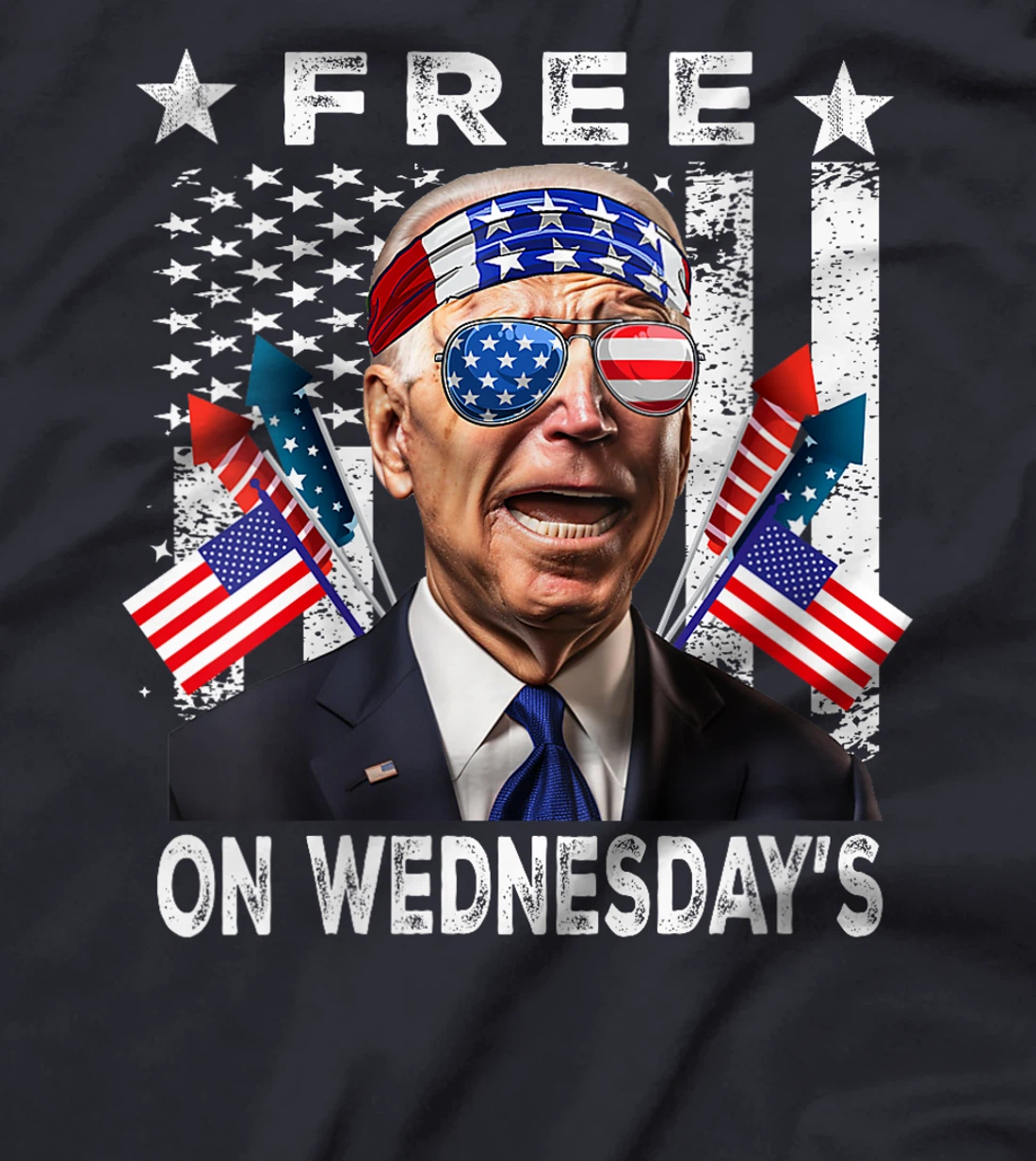 Womens Free On Wednesday's American Flag Anti Trump T-Shirt