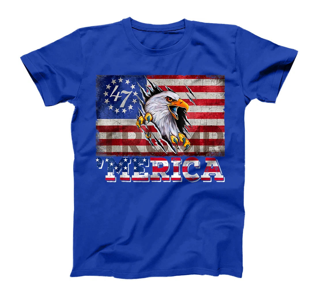 Womens Donald Trump 2024 Merica Eagle 4th of July American Flag USA T-Shirt