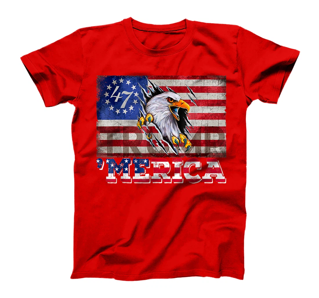 Womens Donald Trump 2024 Merica Eagle 4th of July American Flag USA T-Shirt