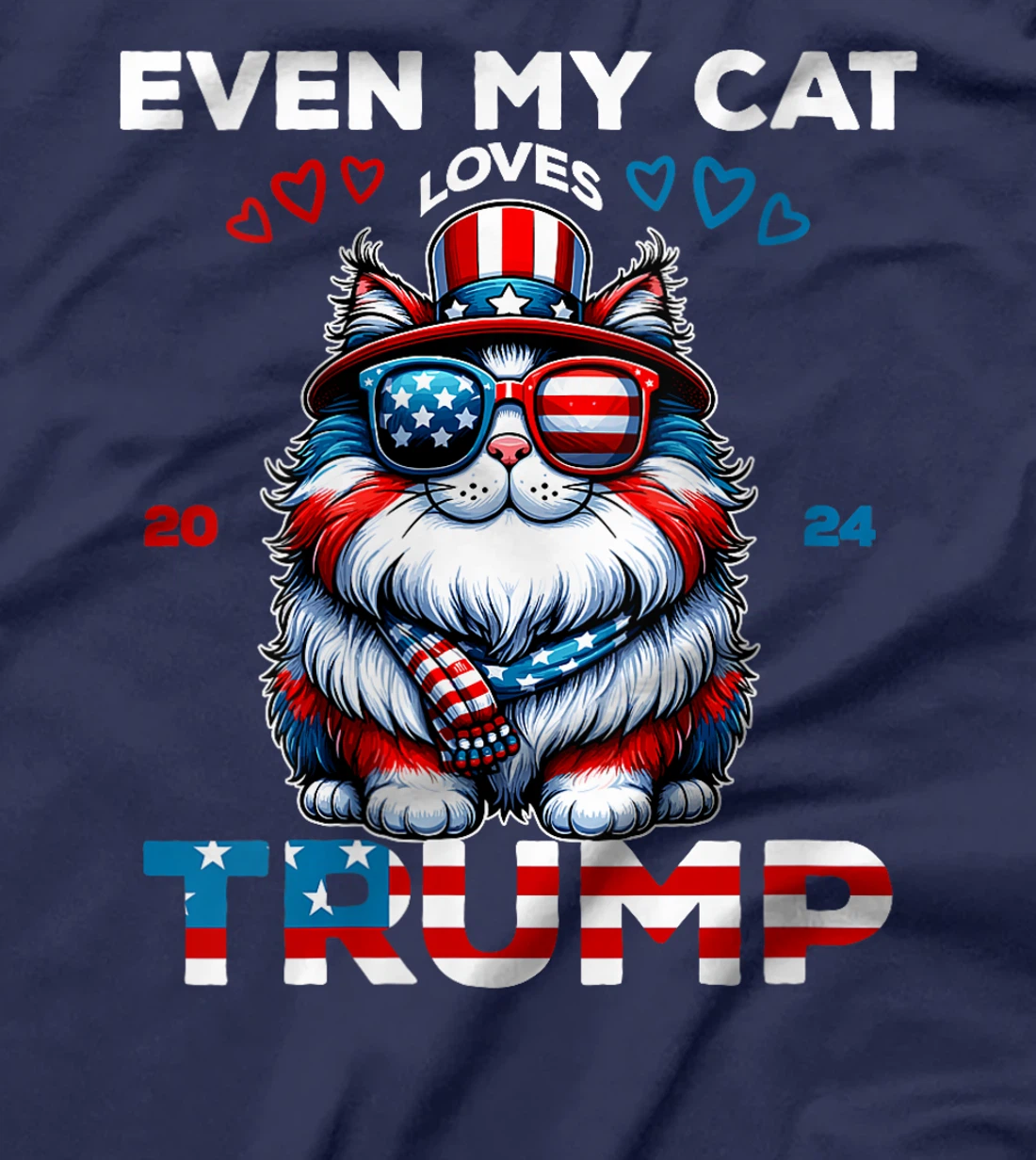 Womens Even My cat Loves Trump Supporter 4th Of July Vote Joke 2024 T-Shirt