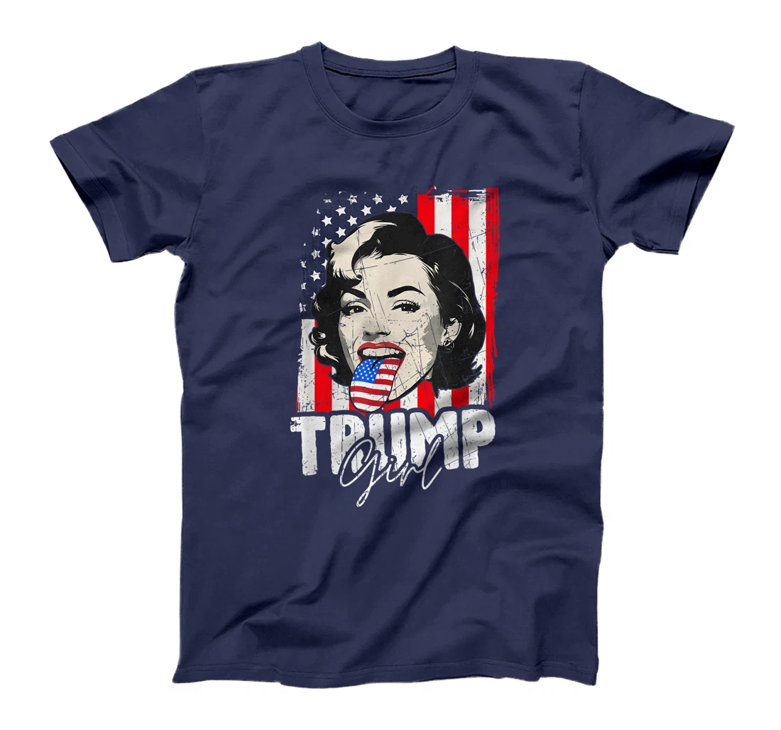 Trump Girl USA American Flag Election 2024 Retro Vintage T-Shirt