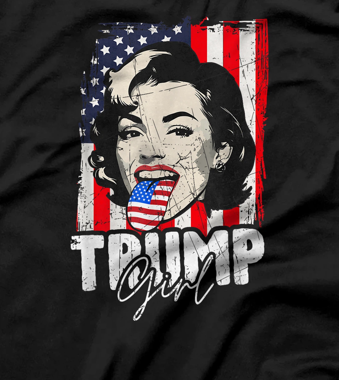 Trump Girl USA American Flag Election 2024 Retro Vintage T-Shirt