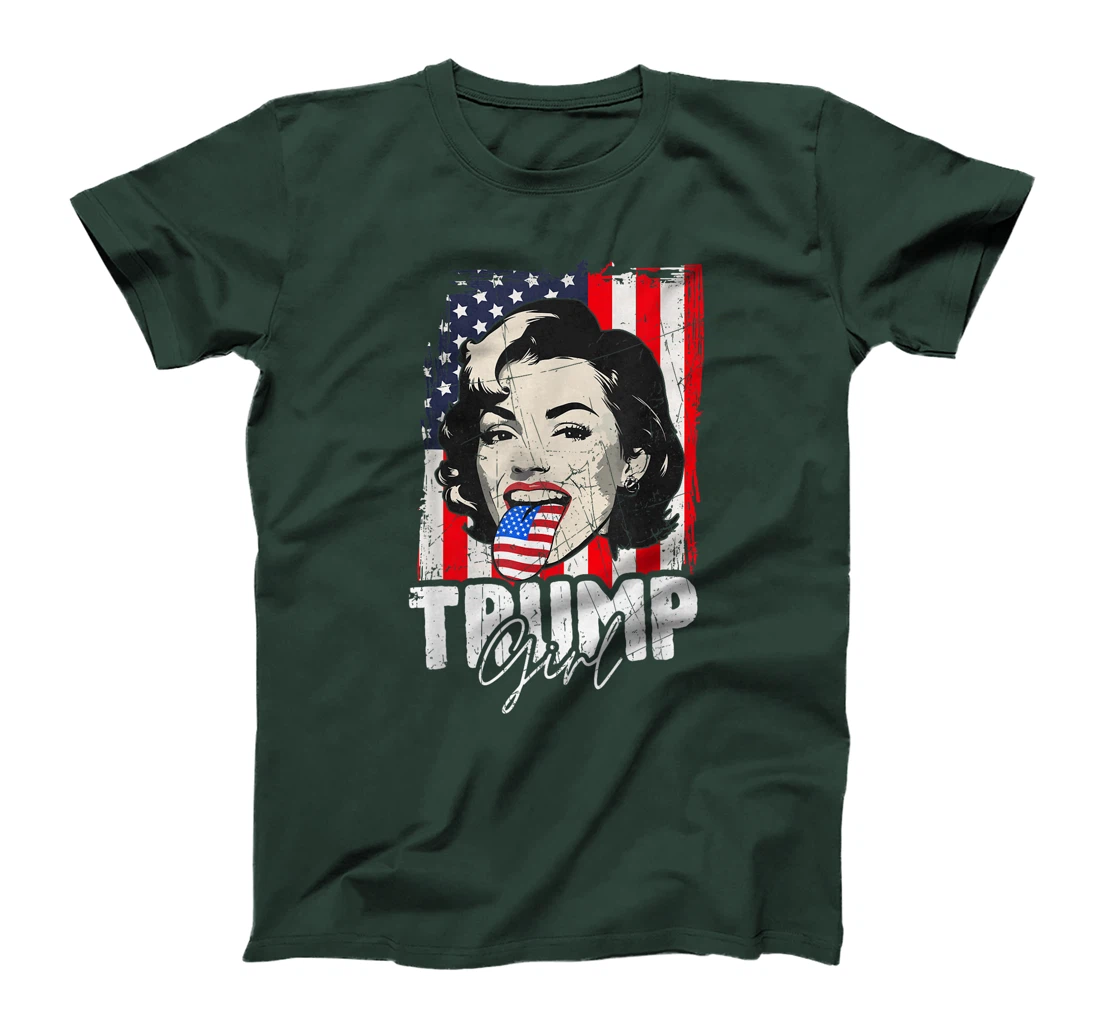 Trump Girl USA American Flag Election 2024 Retro Vintage T-Shirt