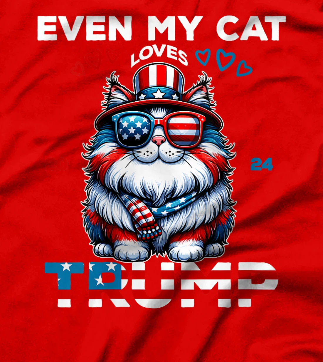 Womens Even My cat Loves Trump Supporter 4th Of July Vote Joke 2024 T-Shirt