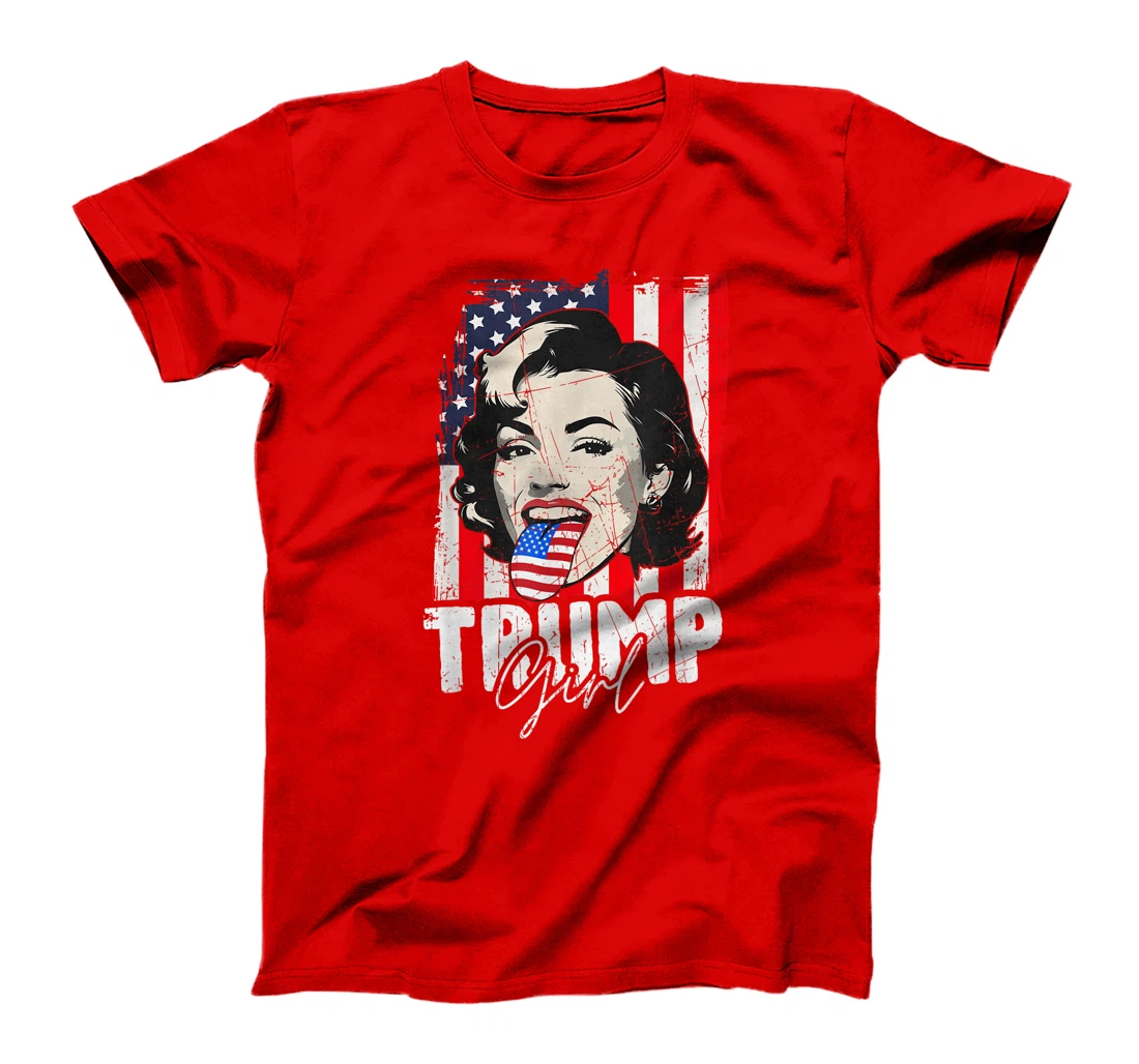Trump Girl USA American Flag Election 2024 Retro Vintage T-Shirt