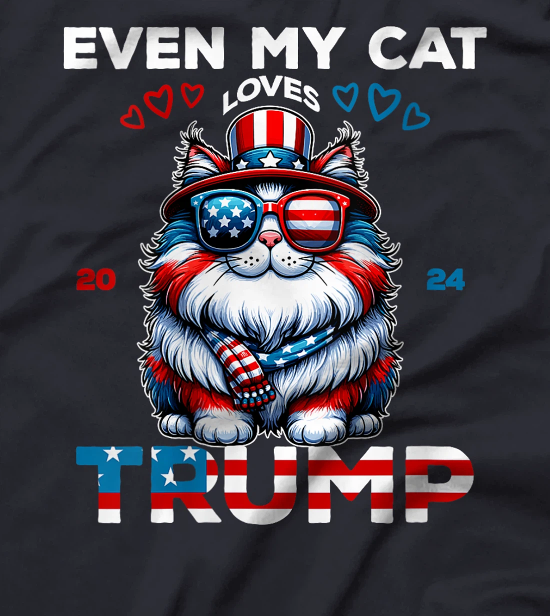 Womens Even My cat Loves Trump Supporter 4th Of July Vote Joke 2024 T-Shirt