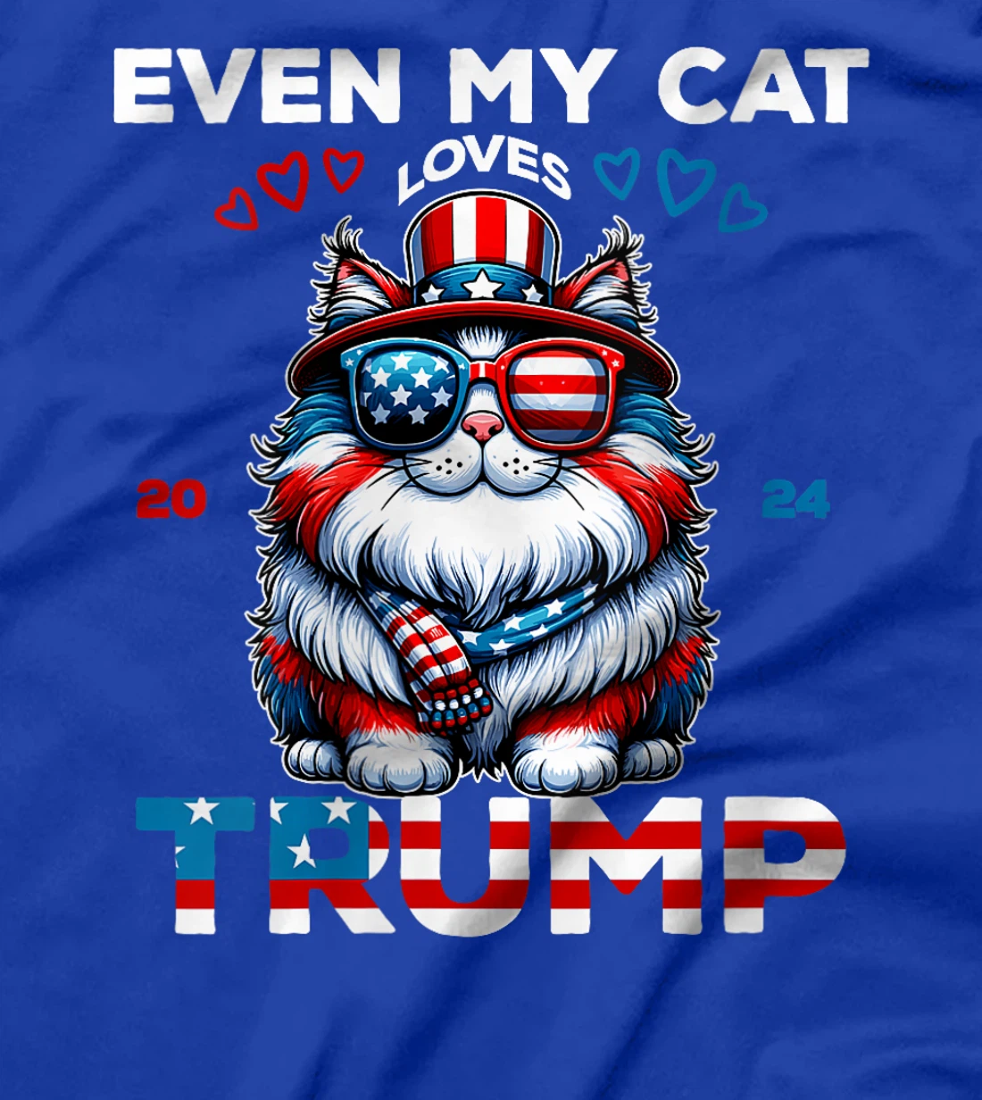 Womens Even My cat Loves Trump Supporter 4th Of July Vote Joke 2024 T-Shirt