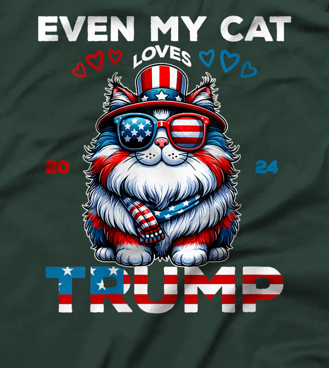 Womens Even My cat Loves Trump Supporter 4th Of July Vote Joke 2024 T-Shirt