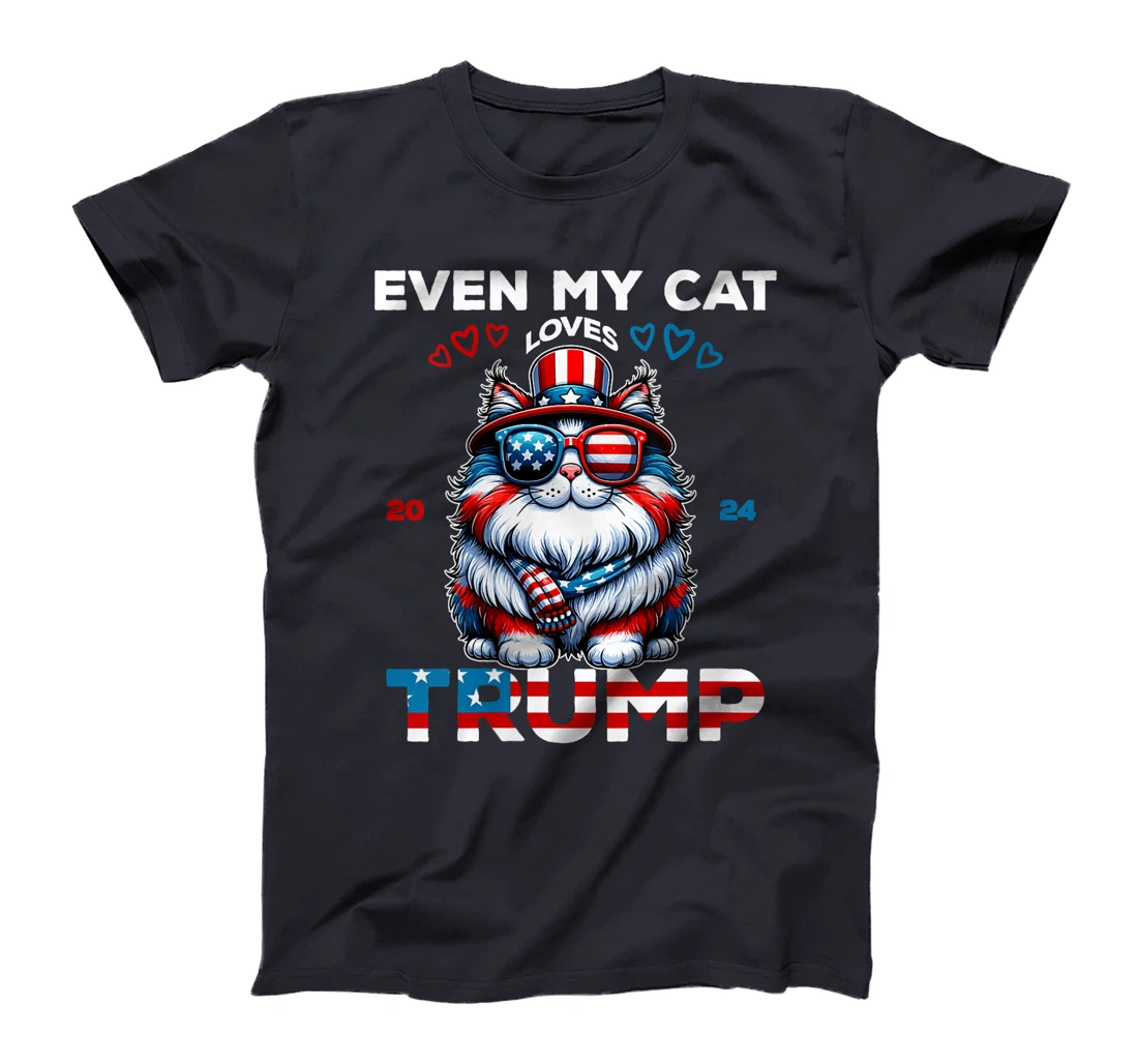 Womens Even My cat Loves Trump Supporter 4th Of July Vote Joke 2024 T-Shirt