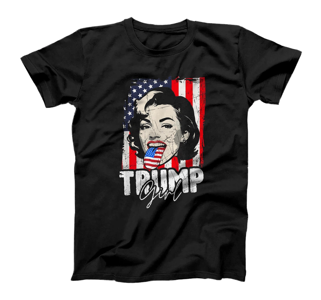 Trump Girl USA American Flag Election 2024 Retro Vintage T-Shirt