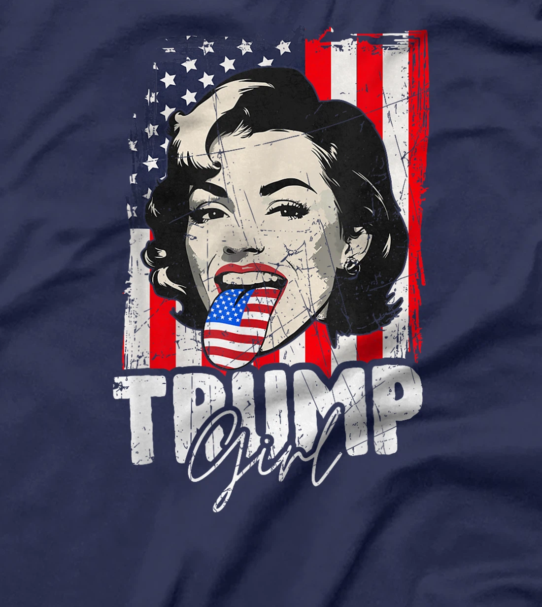 Trump Girl USA American Flag Election 2024 Retro Vintage T-Shirt