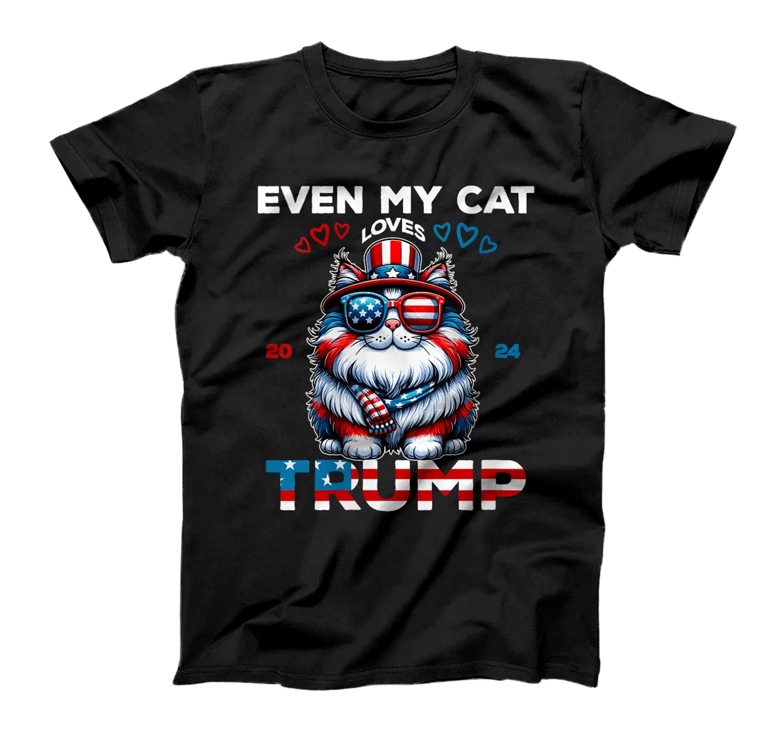 Womens Even My cat Loves Trump Supporter 4th Of July Vote Joke 2024 T-Shirt