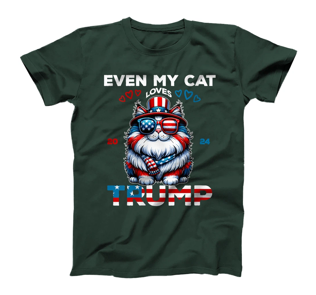 Womens Even My cat Loves Trump Supporter 4th Of July Vote Joke 2024 T-Shirt