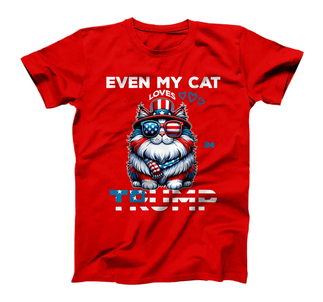Womens Even My cat Loves Trump Supporter 4th Of July Vote Joke 2024 T-Shirt