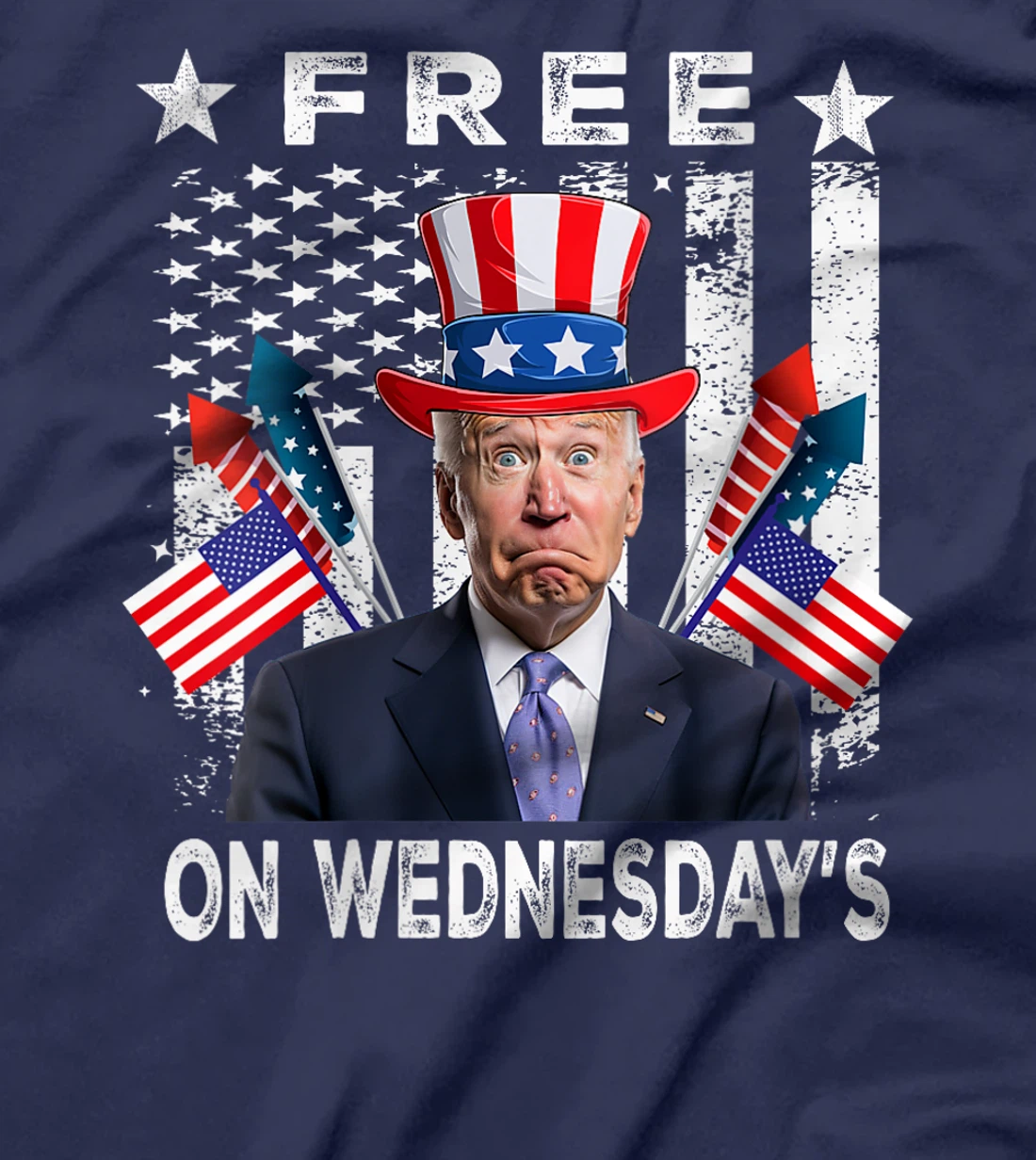 Womens Free On Wednesdays American Flag Anti Trump T-Shirt
