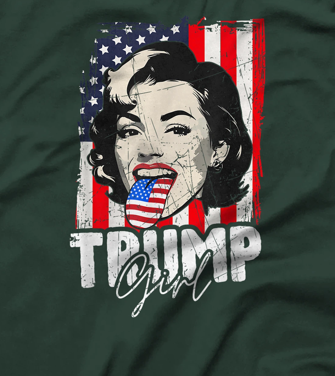 Trump Girl USA American Flag Election 2024 Retro Vintage T-Shirt