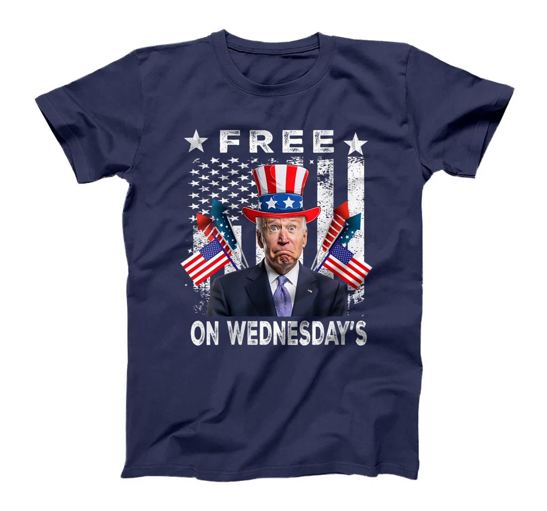Womens Free On Wednesdays American Flag Anti Trump T-Shirt