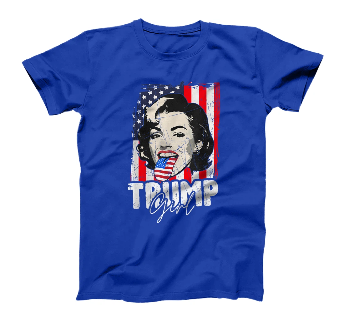 Trump Girl USA American Flag Election 2024 Retro Vintage T-Shirt