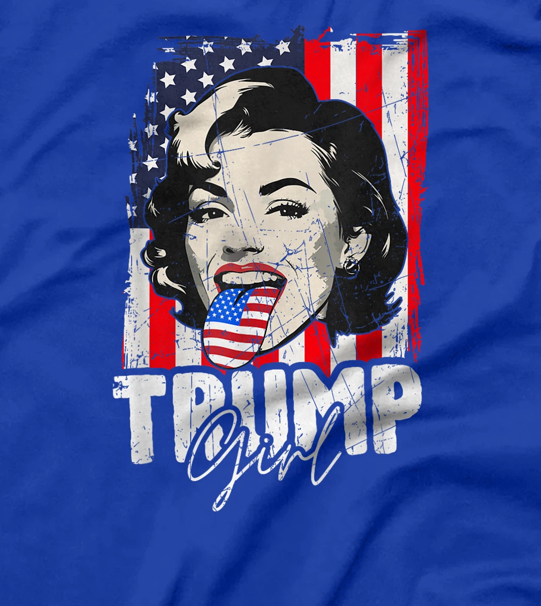 Trump Girl USA American Flag Election 2024 Retro Vintage T-Shirt