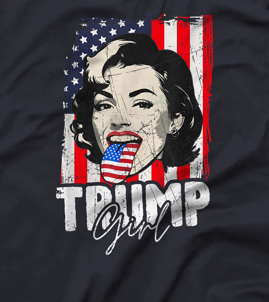 Trump Girl USA American Flag Election 2024 Retro Vintage T-Shirt