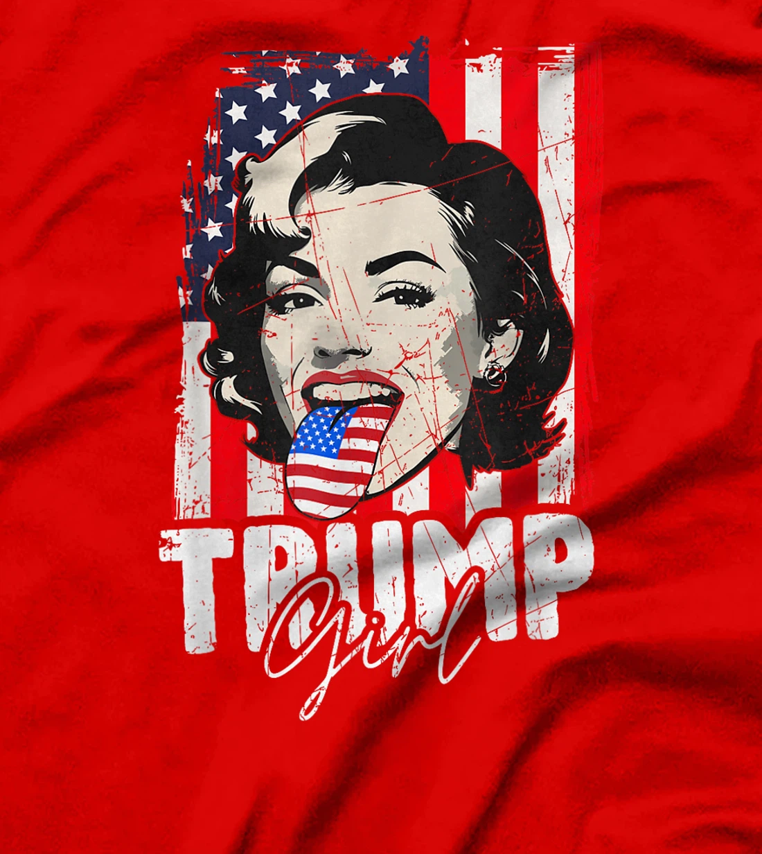 Trump Girl USA American Flag Election 2024 Retro Vintage T-Shirt