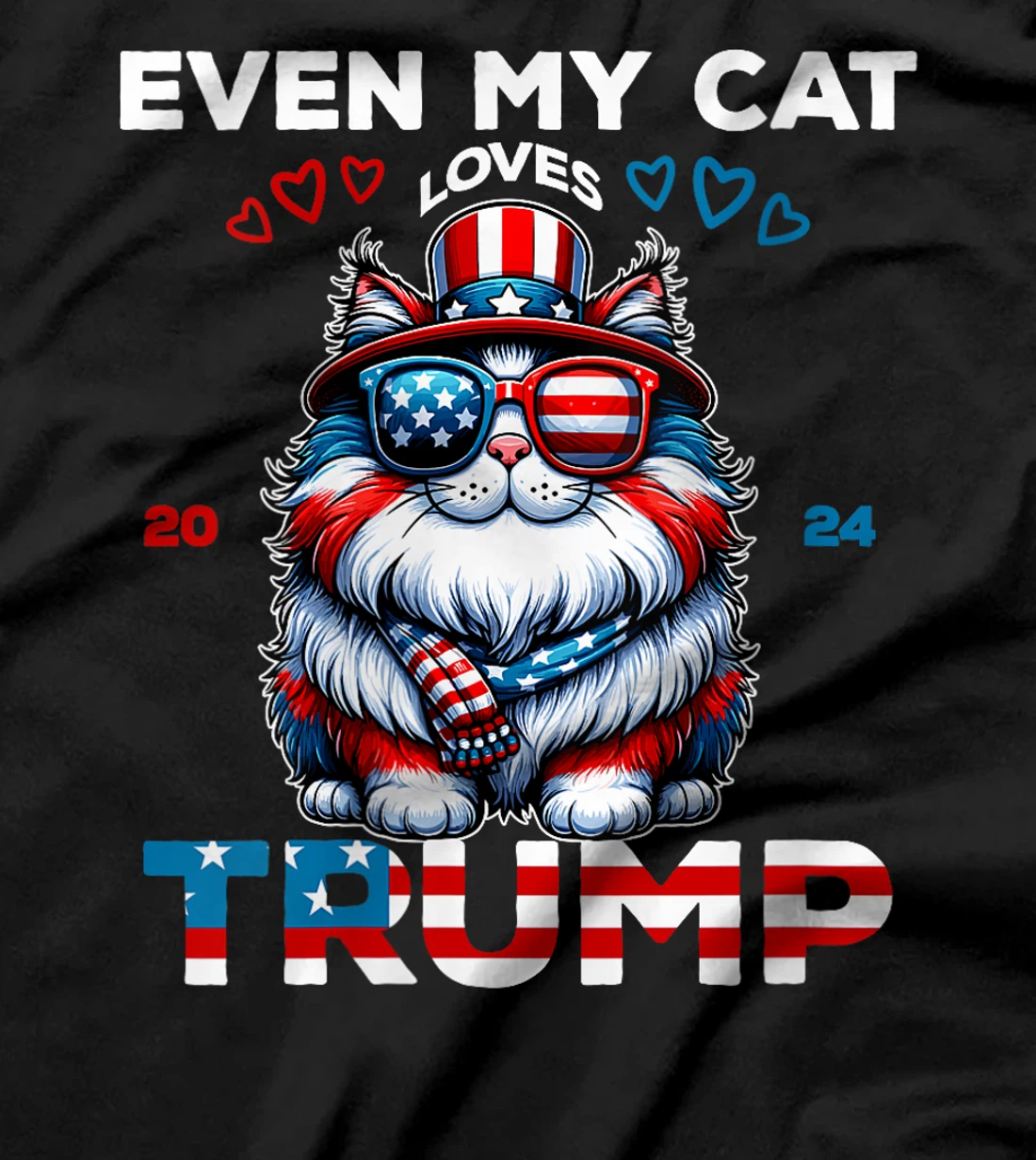 Womens Even My cat Loves Trump Supporter 4th Of July Vote Joke 2024 T-Shirt