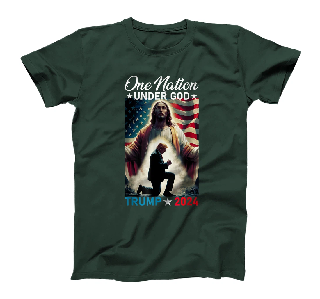 One Nation Under God Trump 2024 God American Flag Christian T-Shirt