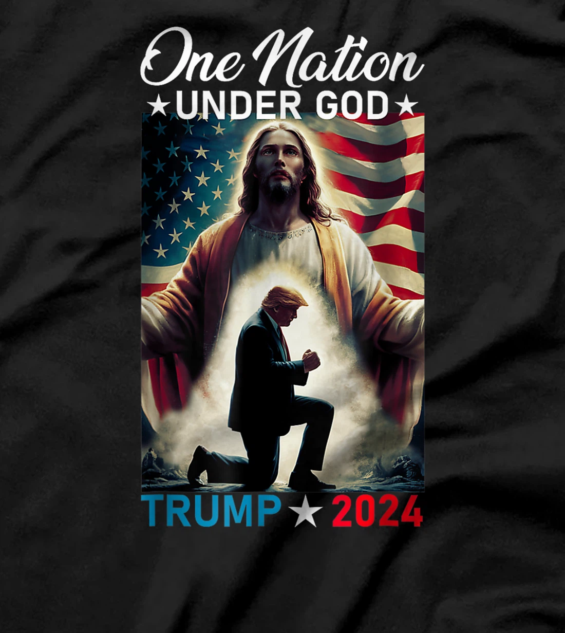 One Nation Under God Trump 2024 God American Flag Christian T-Shirt