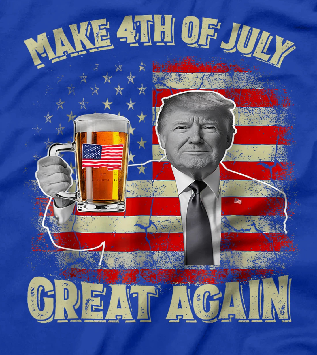 Funny Trump Make 4th Of July Great Again Men Drinking Beer T-Shirt