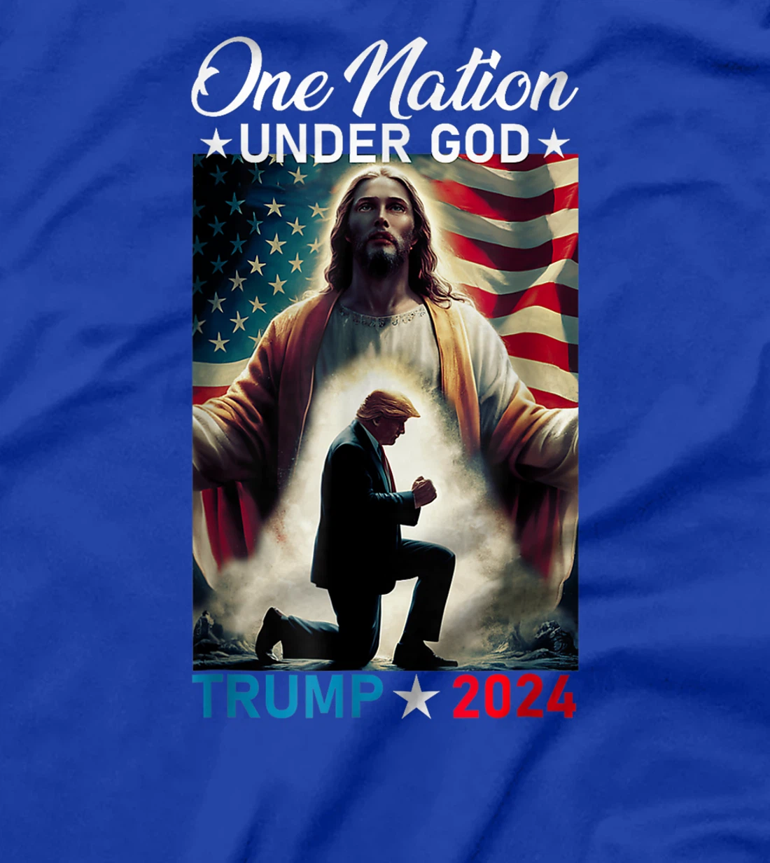 One Nation Under God Trump 2024 God American Flag Christian T-Shirt