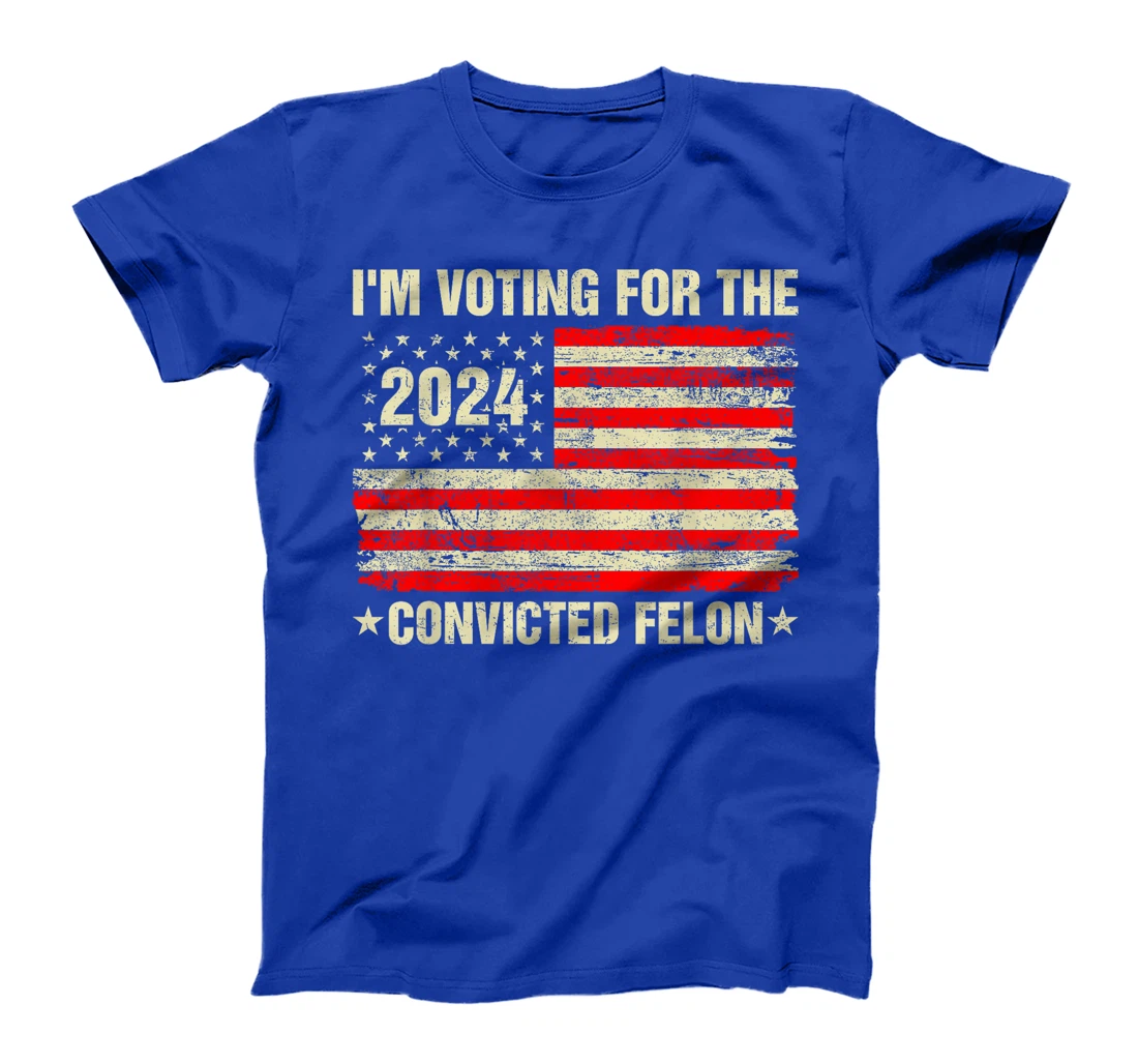 I'm Voting Convicted Felon 2024 Trump American Flag Vintage T-Shirt