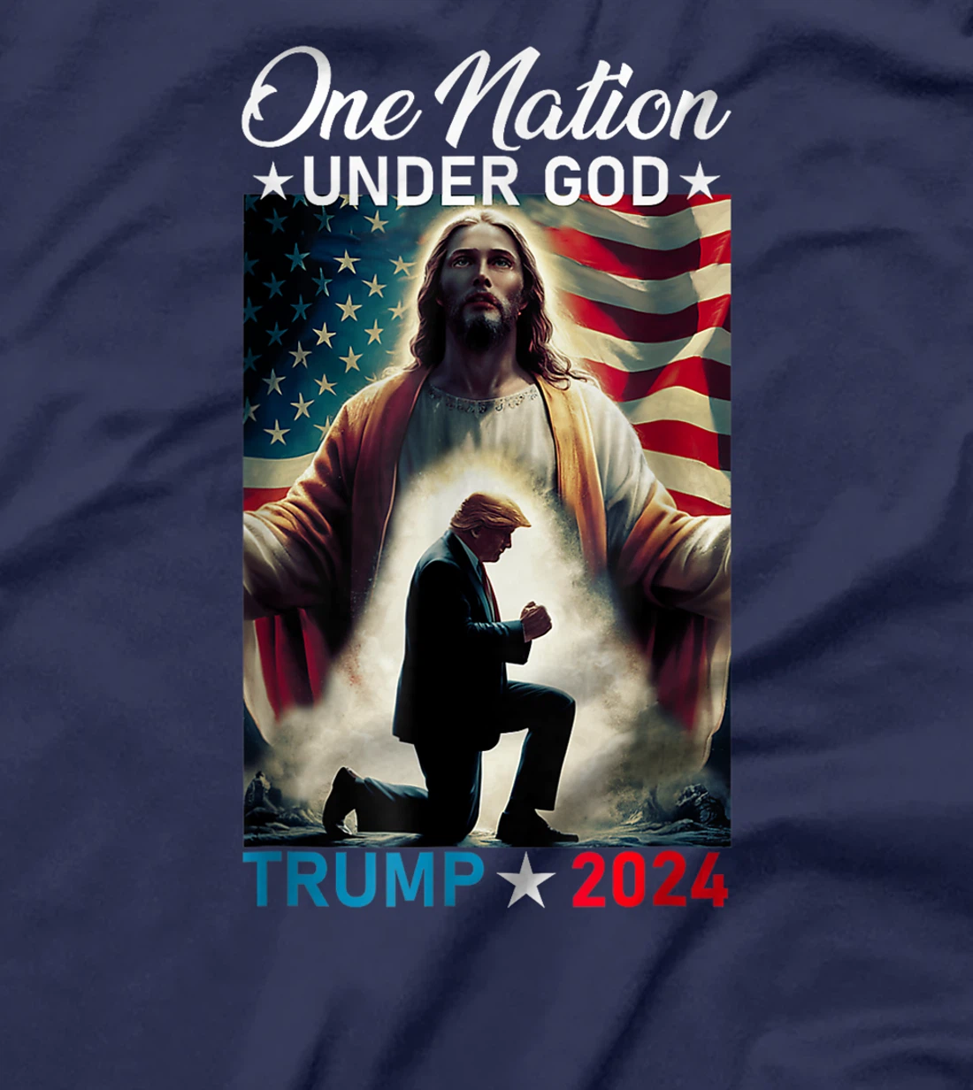 One Nation Under God Trump 2024 God American Flag Christian T-Shirt
