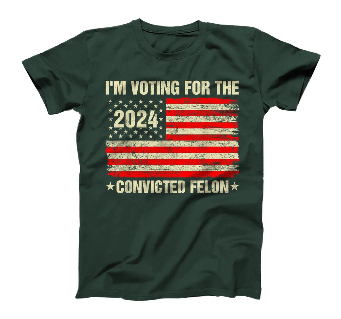 I'm Voting Convicted Felon 2024 Trump American Flag Vintage T-Shirt