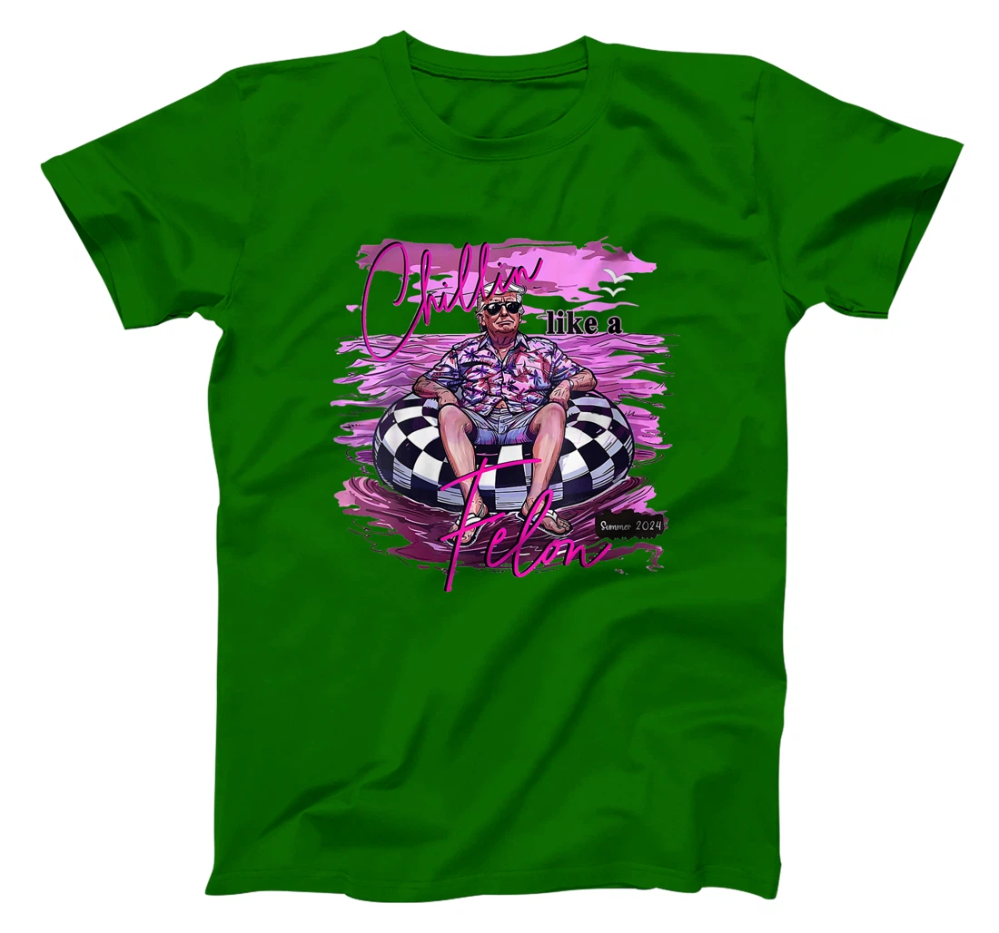 Womens Chillin Like A Felon Retro Summer Pink Funny Trump 2024 T-Shirt
