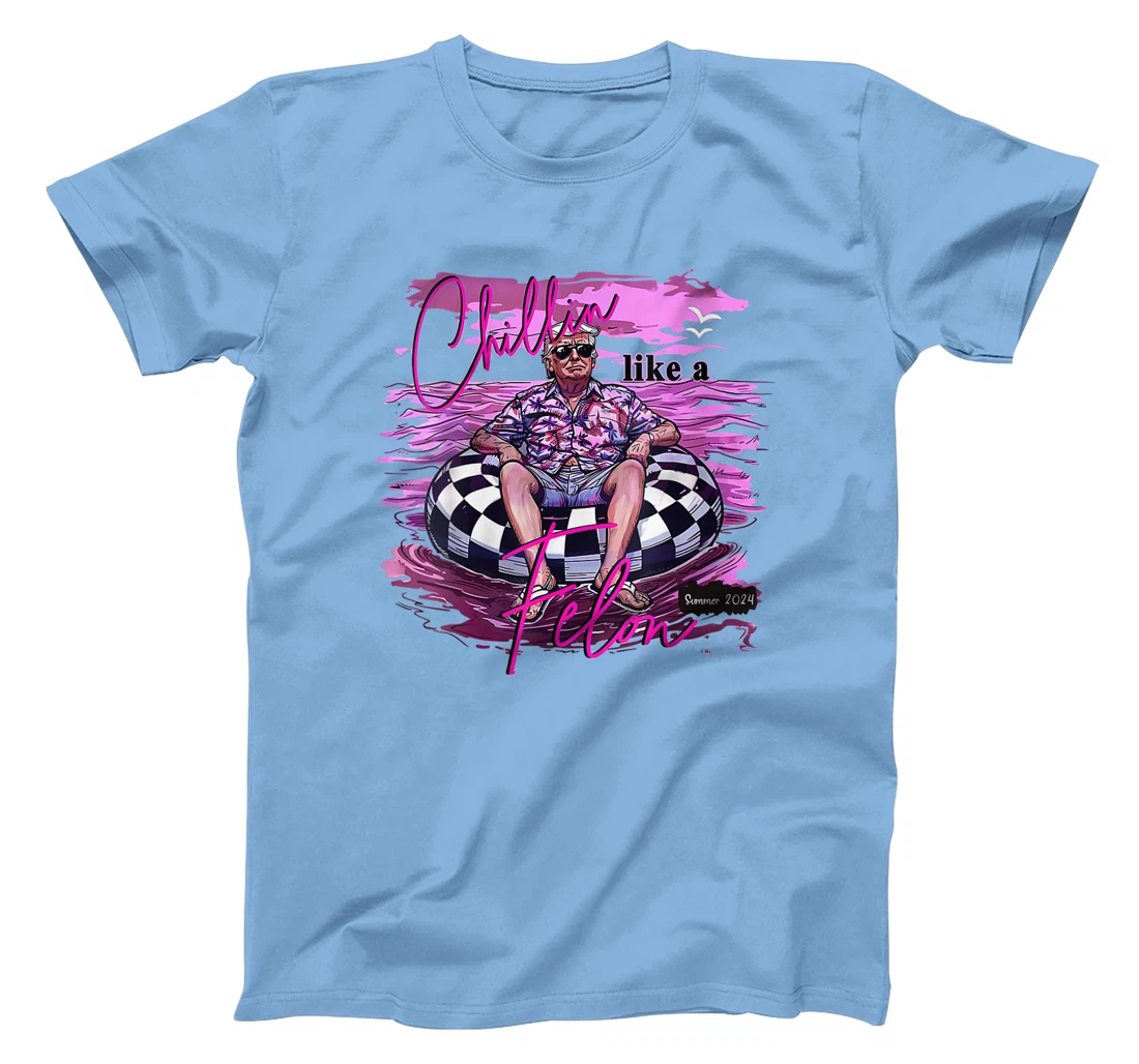 Womens Chillin Like A Felon Retro Summer Pink Funny Trump 2024 T-Shirt