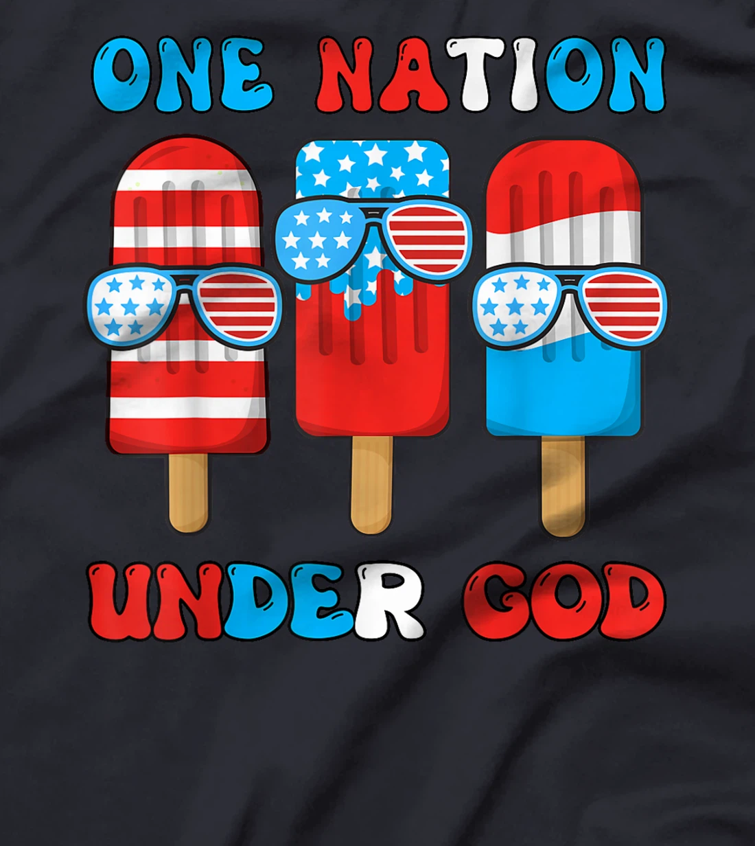 One Nation Under God Funny 4th July Popsicle Boy Toddler T-Shirt