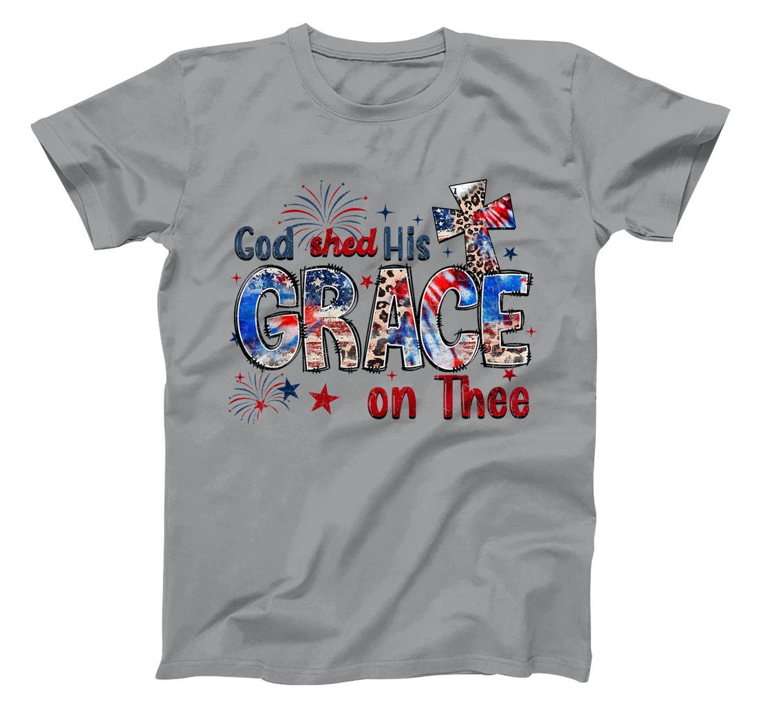 God Shed His Grace On Thee 4th Of July Groovy Patriotic T-Shirt