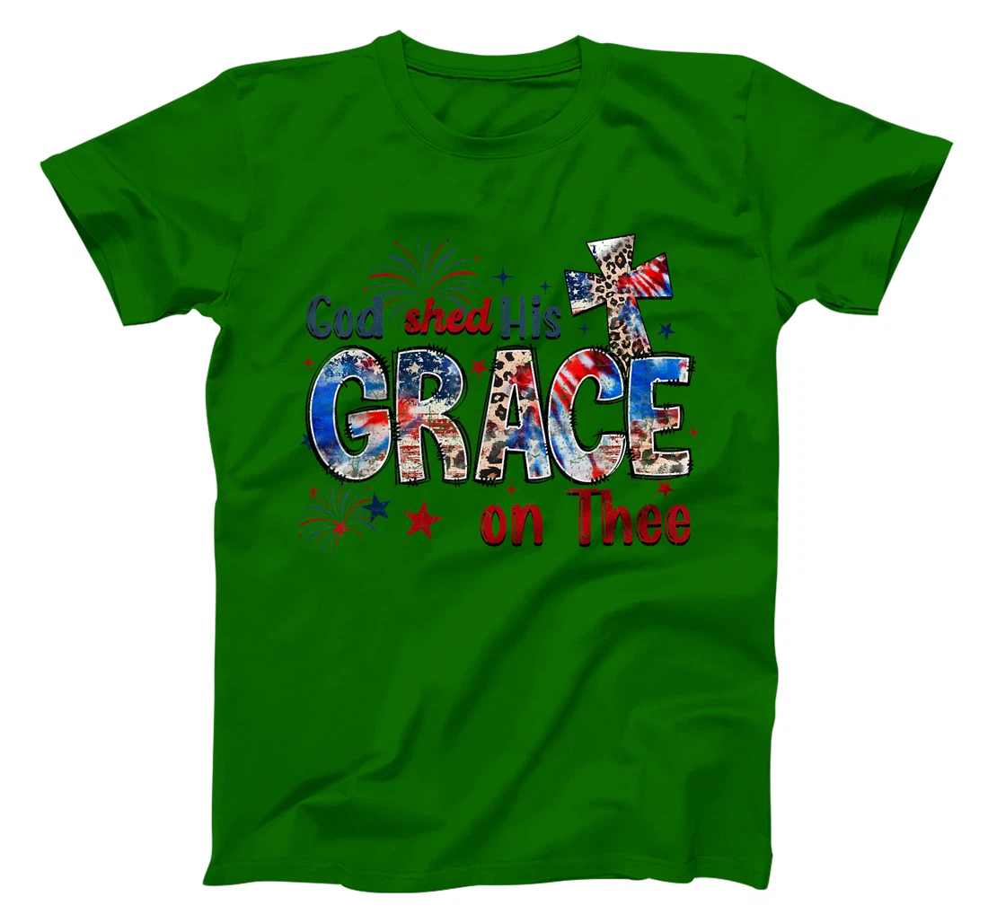 God Shed His Grace On Thee 4th Of July Groovy Patriotic T-Shirt