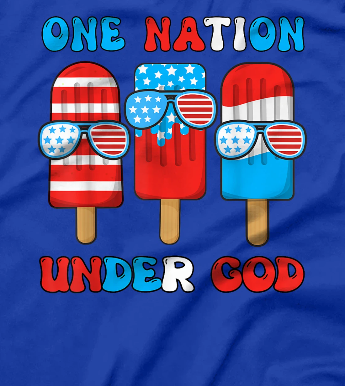 One Nation Under God Funny 4th July Popsicle Boy Toddler T-Shirt