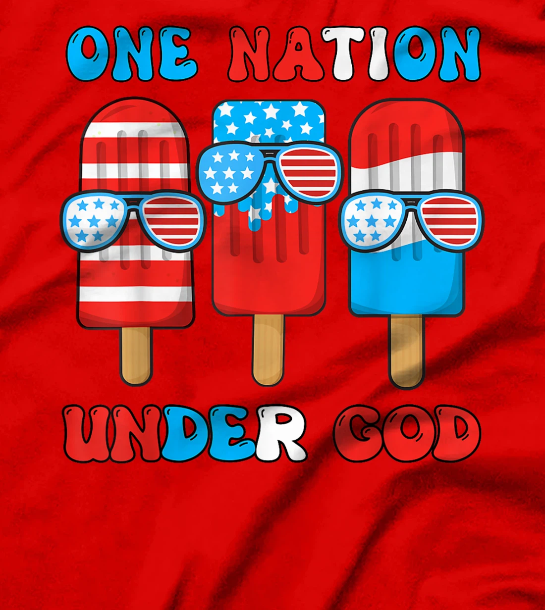 One Nation Under God Funny 4th July Popsicle Boy Toddler T-Shirt