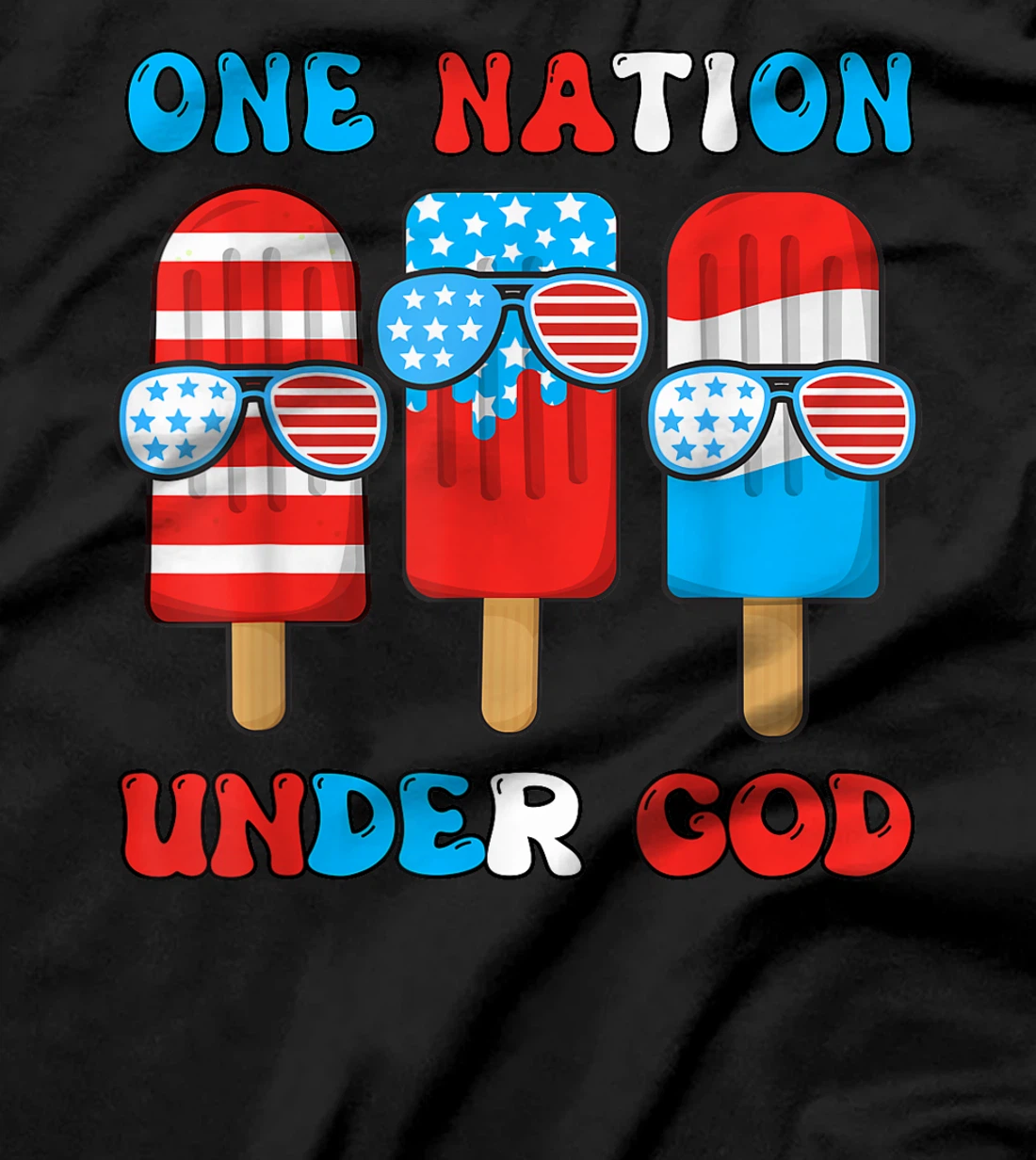 One Nation Under God Funny 4th July Popsicle Boy Toddler T-Shirt