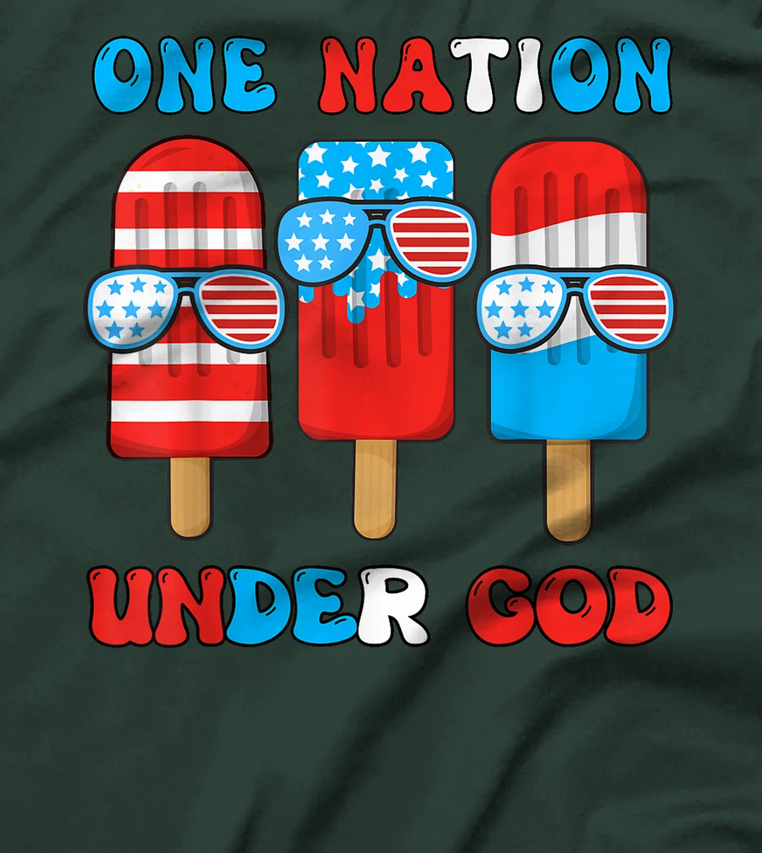 One Nation Under God Funny 4th July Popsicle Boy Toddler T-Shirt