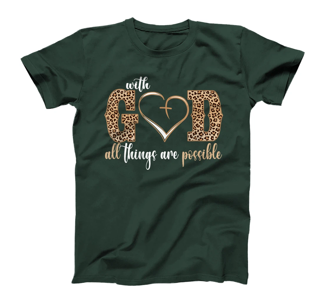 With God All Things Are Possible Heart Women Christian Faith T-Shirt