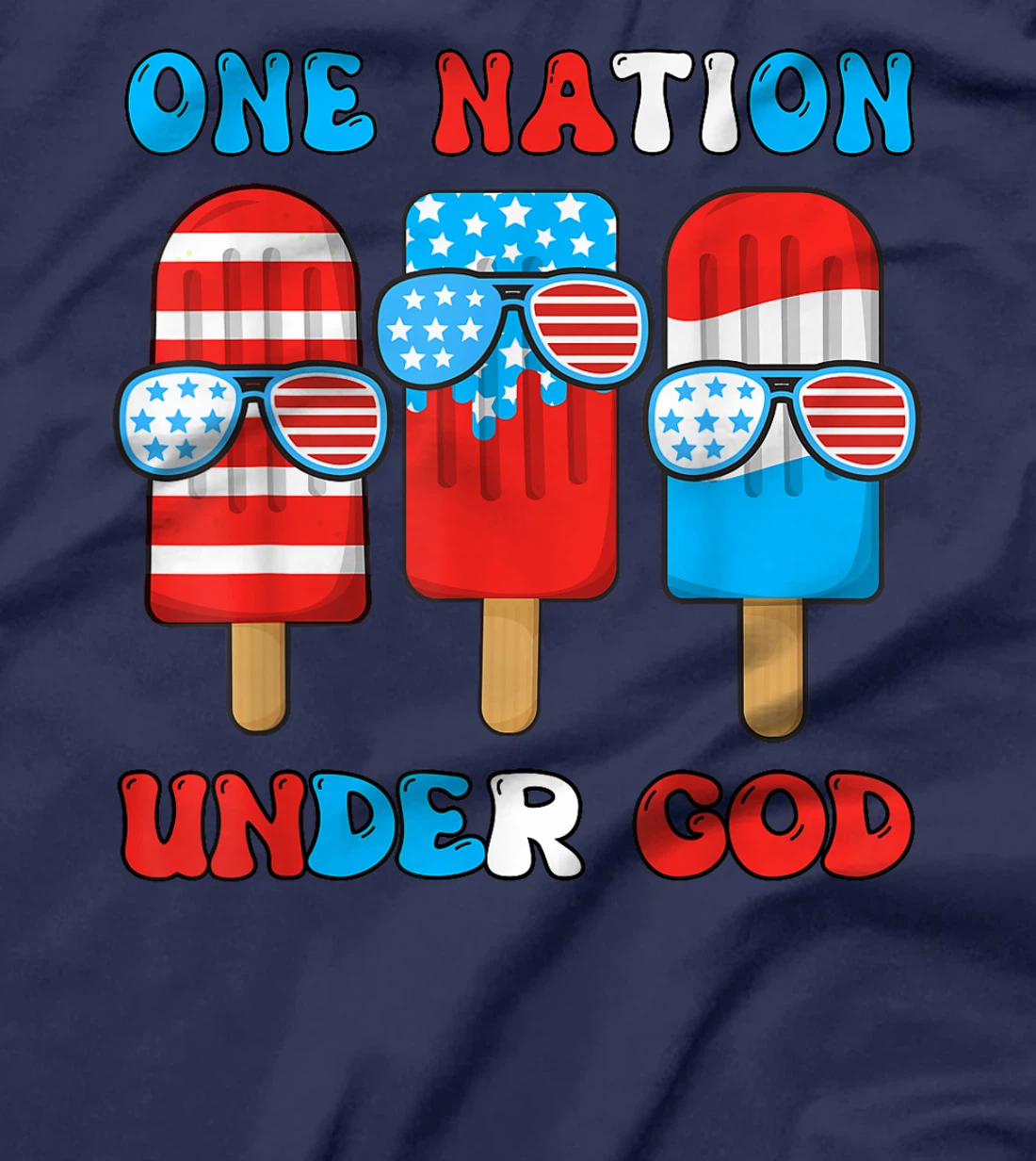 One Nation Under God Funny 4th July Popsicle Boy Toddler T-Shirt