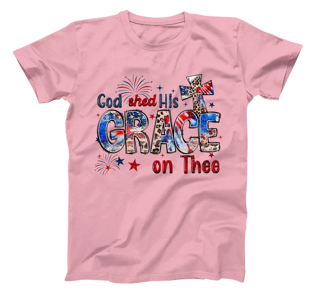 God Shed His Grace On Thee 4th Of July Groovy Patriotic T-Shirt